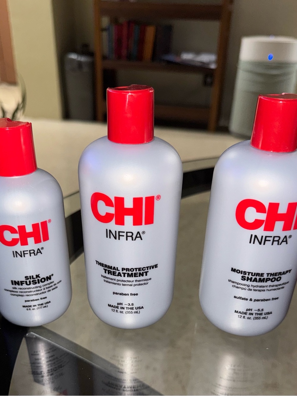 CHI Infra Hair Care (Silk Infusion, Thermal Protective Treatment, Shampoo)